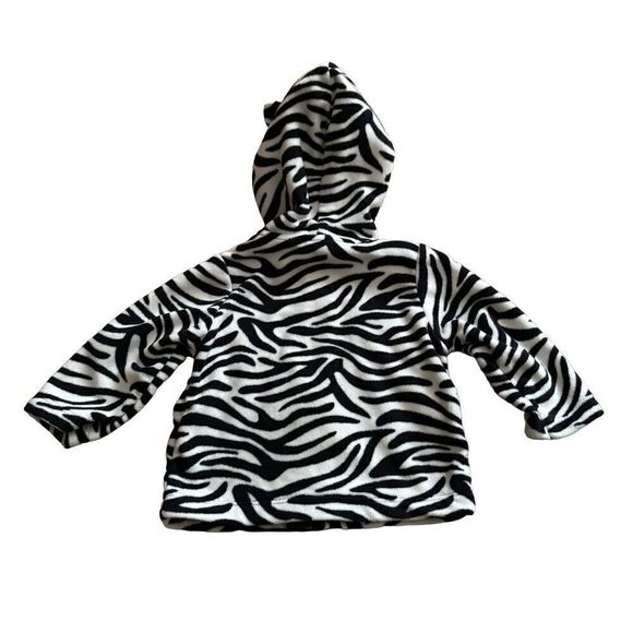 Carter’s Black & Pink Zebra Print Fleece Hoodie Jacket Size 6 Months - Picture 5 of 7